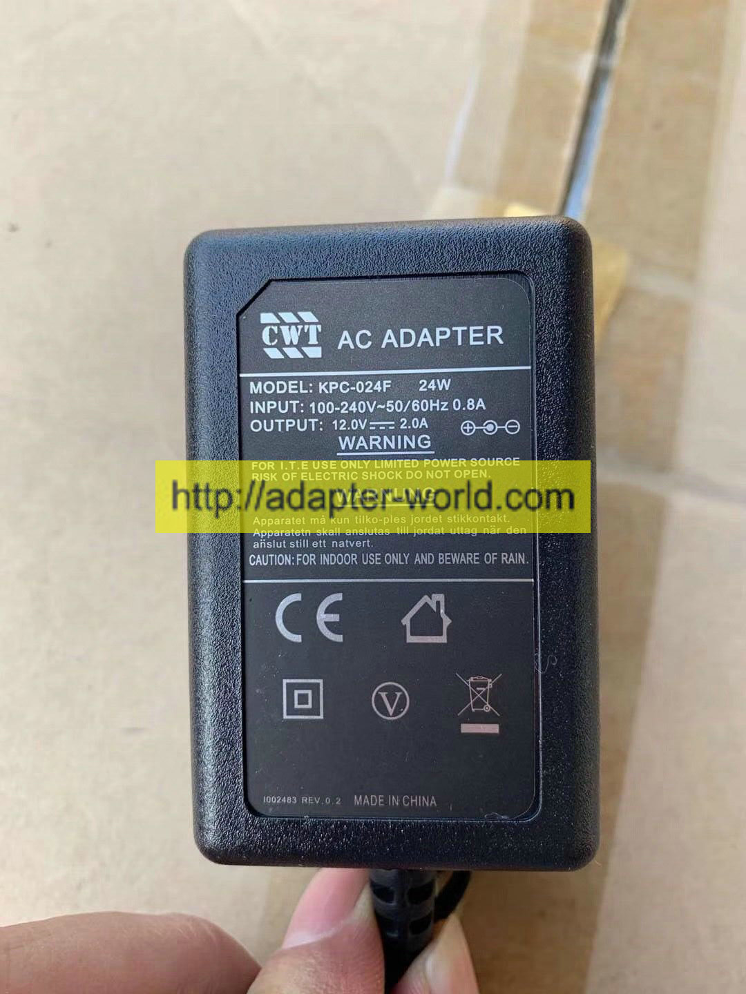 *100% Brand NEW* CWT 12.0V---2.0A KPC-024F 24W AC Adapter Free shipping!
